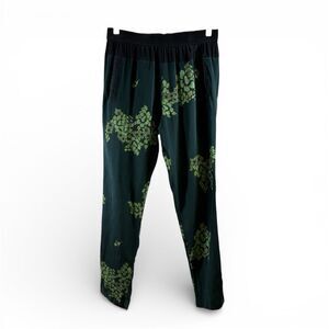 A.L.C. Silk Floral Pull-up Pants in Black and Green Size XS